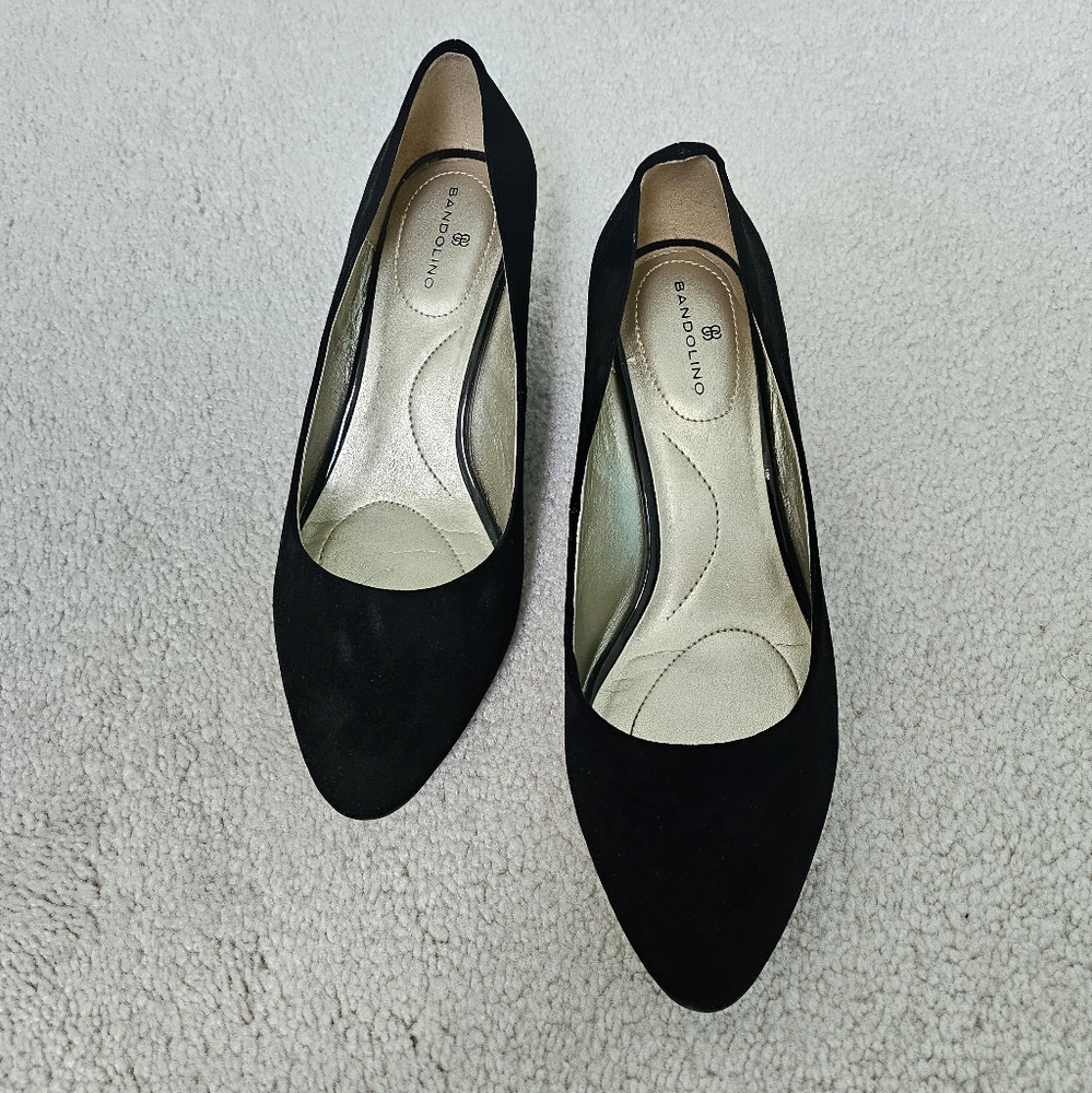 Black suede wedges